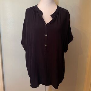 J Crew Point Sur drapey popover blouse, size XL, navy blue